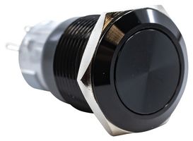 E-SWITCH PV4F2H011 Vandal Resistant Switch, PV4 Series, 19 mm, DPDT-DB, On-(On), Round Flat, Black, Anodized