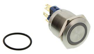 E-SWITCH PV7F2T0SS-331 Vandal Resistant Switch, Stainless Steel Actuator Finish, PV7 Series, 22 mm, SPDT-DB