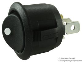 E-SWITCH RR3112DBLKBLKNAF0 Rocker Switch, Faston Tab, On-Off-On, SPDT, Non Illuminated, Panel, Snap-In, Black, RR3112 Series