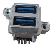 AMPHENOL COMMUNICATIONS SOLUTIONS MUSBR-4193-M0 Conector USB Sellado, Apilado, 2 Puertos, USB Tipo A, USB 3.0, Receptáculo eléctrico, 9 Posiciones