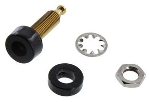 POMONA 2854-0 Banana Test Connector, Jack, Panel Mount, 15 A, 2.5 kV, Gold Plated Contacts, Black
