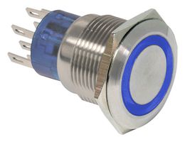 E-SWITCH ULV7F2H11341 Interruptor (Switch) Antivandalismo, IP67, Serie ULV7, 22 mm, DPDT, Encendido-(Encendido)