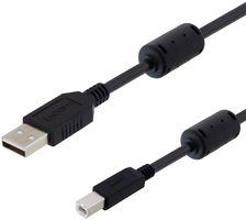 L-COM U2A00016-03M Cable USB, C/ Ferrita, USB Tipo A Macho, USB Tipo B Macho, 300 mm, 11.8 ", USB 2.0, Negro