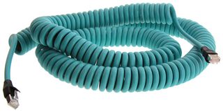 L-COM TRD815SZ-CD-4-24F Ethernet Cable, Coil, Cat5e, RJ45 Plug to RJ45 Plug, FUTP (Foiled Unshielded Twisted Pair), Teal