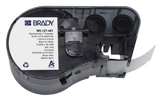 BRADY M5-127-481 Label, Thermal Transfer Printable, 6.35 mm, 26.67 mm, Polyester, Black on White