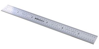 MITUTOYO 182-105 Regla, Extremo Cuadrado, Acero Inoxidable Cromado Satinado, Rígida, 6", Métrica