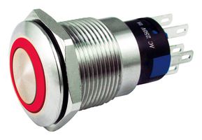 MULTICOMP PRO MC010925 Interruptor (Switch) Antivandalismo, 19 mm, DPST-NO, DPST-NC, Momentáneo, Domo Redondo, Natural