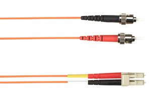 BLACK BOX FOCMRM4-STLC-OR Fiber Optic Cable, OM4 Multimode, 1 Fiber, ST Simplex to LC Simplex, 304.8mm, 50µm / 125µm Dia
