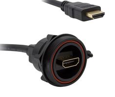 BULGIN LIMITED PX0863/1M00 Audio / Video Cable Assembly, HDMI Receptacle, HDMI Plug, 3.28 ft, 1 m, Black