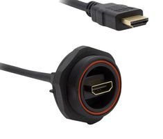 BULGIN LIMITED PX0869/1M00 Audio / Video Cable Assembly, HDMI Receptacle, HDMI Plug, 3.28 ft, 1 m, Black