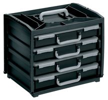 RAACO 2069937 Caja Práctica, 4 Bandejas Surtidas, Uso General, 10.43" x 12.2" x 14.76", Plástico, Negro
