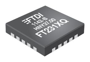 FTDI FT231XQ-R USB Interface, USB-UART Converter, USB 2.0, 2.97 V, 5.5 V, QFN, 20 Pins