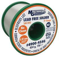 MG CHEMICALS 4900-454G Alambre de Soldadura, Sin Limpieza, 96.2, 2.8, 0.4, Sn, Ag, Cu, Sin Plomo, 0.032", 221°C, 1lb