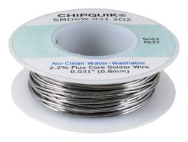 CHIP QUIK SMDSW .031 2OZ Solder Wire, No Clean, Tin / Lead, 0.31 " Diameter, 2 oz Weight