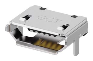 GCT USB3075-30-A USB Connector, Micro USB Type B, USB 2.0, Receptacle, 5 Positions, Surface Mount, Right Angle