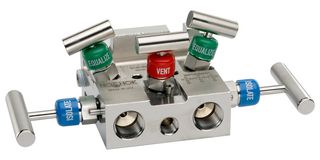NOSHOK 5130-MFS-FP Válvula Manifold, 1/2" NPT, Rosca Hembra/ Brida, 6000 psi, Montaje Riel Manifold, Serie 5130