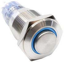 E-SWITCH PV3H2B0BBG-341 Vandal Resistant Switch, Ring Illumination, PV3 Series, 0.63 ", SPDT, On-(On), Round Raised