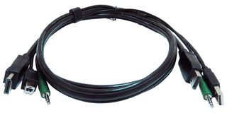 BLACK BOX SKVMCBL-DP-06TAA Computer Cable, DisplayPort, USB Type A, 3.5mm Audio, DisplayPort, USB Type B, 3.5mm Audio, 6 ft