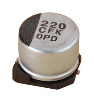 PANASONIC EEVFK1J221Q Capacitor Electrolítico de Aluminio SMT, Lata Radial - SMD, 220 µF, 63 V, 5000 horas a 105°C