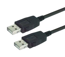L-COM CAUZALAL-03M USB Cable, Type A Plug to Type A Plug, 300 mm, 11.8 ", USB 2.0, Black