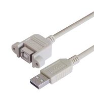 L-COM UPMBA-075M Cable USB, Tipo A Macho a Tipo B Hembra, 750 mm, 29.5 ", USB 2.0, Gris claro