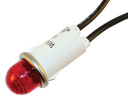 WAMCO WL-1050A1 Indicador Neón, Encaje a Presión, 125 V, Conexión de Cable, Rojo, 12.7 mm, Abovedada, 1.5 mA