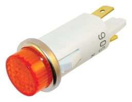 WAMCO WL-1051QC3 Neon Indicator, Snap In, 250 V, Quick Connect, Amber, 12.7 mm, Round with Flat Top, 1.5 mA