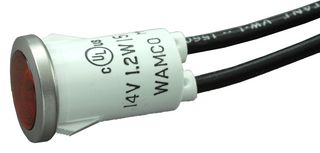 WAMCO WL-1090D1-12V Lampara Incandescente, Conexión de Cable, 12.7 mm, 80 mA, 12 V