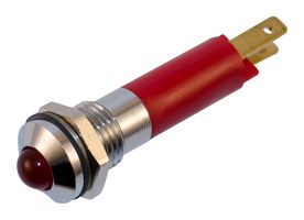 WAMCO WL-19040253 LED Panel Mount Indicator, Satin Chrome Bezel, Red, 12 VDC, 8 mm, 20 mA, 80 mcd, IP67