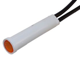 WAMCO WL-2110A3 Neon Indicator, Non Relampable, 125 V, Wire Leaded, Amber, 7.87 mm, Round with Flat Top, 1.5 mA