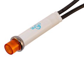WAMCO WL-2150A3 Neon Indicator, Non Relampable, 125 V, Wire Leaded, Amber, 7.87 mm, Round with Flat Top, 1.5 mA