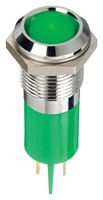 APEM Q14P1CXXG12 LED Panel Mount Indicator, Green, 12 VDC, 14 mm, 20 mA, 60 mcd, Not Rated