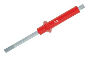 WIHA 28919 Screwdriver Blade, Interchangeable, 6mm Hex, 5.12" Length, Steel, TorqueFix T-Handle