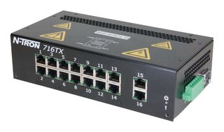 N-TRON 716TX Interruptor, 16 Puertos, Industrial, Fast Ethernet Gestionado, Rail DIN, 16 x RJ45