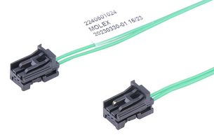 MOLEX 22405-01022 Cable Assembly, Mini50 Receptacle to Mini50 Receptacle, 2 Positions, 2 mm, 1 Row, 150 mm, 5.9 "