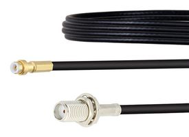 FAIRVIEW MICROWAVE FMCA1434-4 RF / Coaxial Cable Assembly, Snap-On, 4 ", 101.6 mm, RG174A/U, MMBX Plug, SMA Bulkhead Jack, 50 ohm