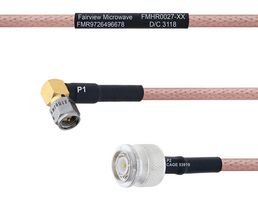 FAIRVIEW MICROWAVE FMHR0027-24 RF / Coaxial Cable Assembly, 24 ", 610 mm, RG142, SMA RP Right Angle Plug, TNC RP Plug, 50 ohm