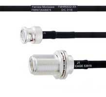 FAIRVIEW MICROWAVE FMHR0032-72 RF / Coaxial Cable Assembly, 6 ft, 1.82 m, RG223, BNC RP Plug, N Type Bulkhead Jack, 50 ohm
