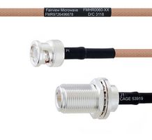 FAIRVIEW MICROWAVE FMHR0060-48 Cable RF / Coaxial ensamblado, 4 ft, 1.21 m, RG400, BNC RP Plug, N Type Bulkhead Jack, 50 ohm