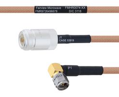 FAIRVIEW MICROWAVE FMHR0074-30 Cable RF / Coaxial ensamblado, 30 ", 762 mm, RG400, Tipo N Hembra PR, SMA RP Macho Ángulo Recto