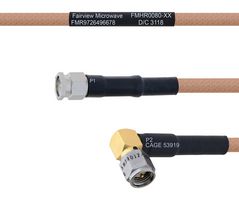 FAIRVIEW MICROWAVE FMHR0080-48 Cable RF / Coaxial ensamblado, 4 ft, 1.21 m, RG400, SMA RP Plug, SMA RP Right Angle Plug, 50 ohm