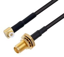 FAIRVIEW MICROWAVE FMC00619-100CM RF / Coaxial Cable Assembly, Snap-On, 3.3 ft, 1 m, RG174, MMBX Right Angle Plug, SMA Bulkhead Jack