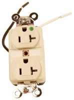 HUBBELL WIRING DEVICES HBL8300SGIA MAINS RECEPTACLE, NEMA 5-20R, 20A, 125VAC, IVORY