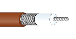 HUBER+SUHNER RG_188_A/U Coaxial Cable, 100 ft, RG188, RG188A/U, SPCCS (Silver Plated Copper Coated Steel), 2.6 mm, 50 ohm