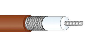 HUBER+SUHNER RG"316"/U Coaxial Cable, 100 ft, RG316, RG316/U, SPCCS (Silver Plated Copper Coated Steel), 2.5 mm, 50 ohm