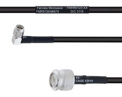 FAIRVIEW MICROWAVE FMHR0123-48 Cable RF / Coaxial ensamblado, 4 ft, 1.21 m, RG58, SMA RP Right Angle Plug, SMA RP Plug, 50 ohm