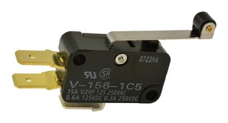 OMRON ELECTRONIC COMPONENTS V-156-1C5 Interruptor Microswitch, Miniature, Palanca con Roldana con Bisagra, SPDT, Conexión Rápida, 15 A