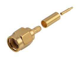 L-COM BAC03A-G RF / Coaxial Connector, SMA Coaxial, Straight Plug, Crimp, 50 ohm, RG174, RG188, RG316, Brass