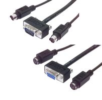 L-COM CTLKVMF-15T Audio / Video Cable Assembly, HD-15 Plug + 2x Mini-DIN Plug, 6 Position