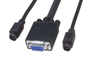 L-COM CTL3KVMF-25 Cable de Computadora, HD-15 Macho / 2-Mini DIN Macho de 6 Posiciones